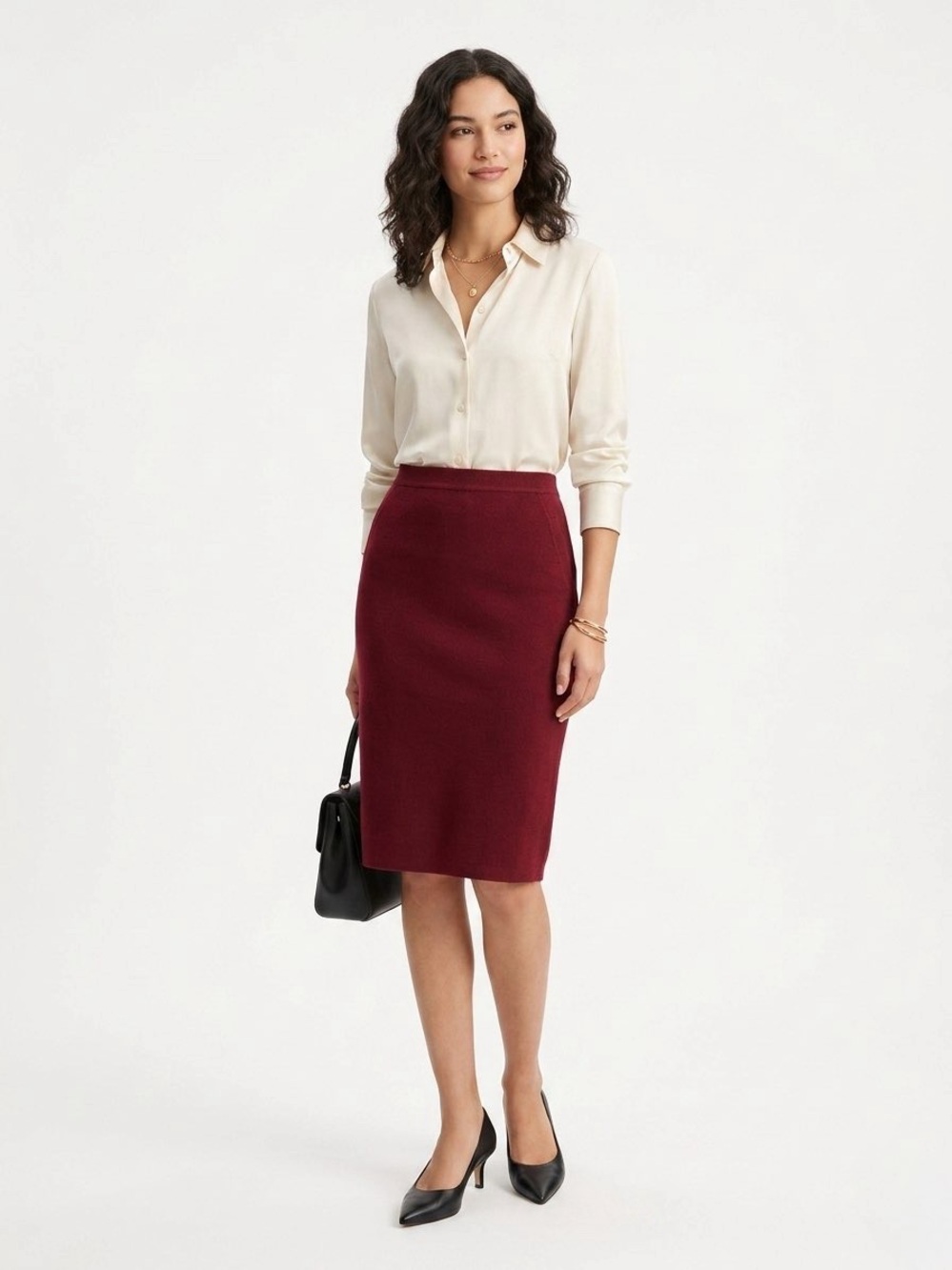MaxMara Deep Red Pencil Skirt Made in Italy Size 46 (12) 96% Wool